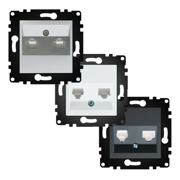 Module Prise Internet + Téléphone - PJ Noir - Ledme - PJ-42-B