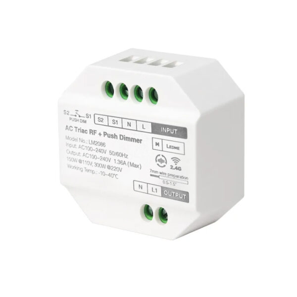 Variateur LED TRIAC RF compatible avec bouton poussoir - Ledme - LM2086