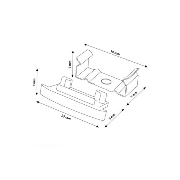 Pack 2 Chevilles et 2 agrafes pour Profil LM3705 - Ledme - LM3705A – Image 2