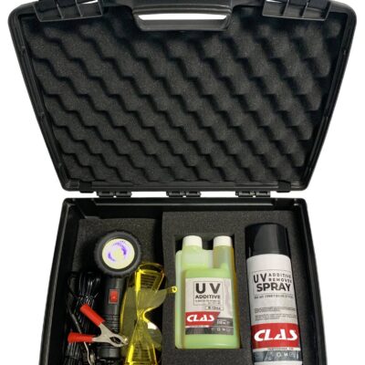 Kit détection fuites climatisation gaz R134a avec lampe UV 12v + lunette + additif UV et spray - AC 9140 - CLAS Equipements