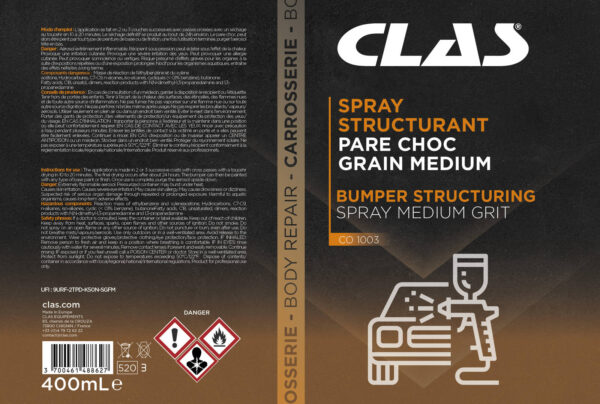 Spray structurant pare choc grain médium 400mL spécial carrosserie - CO 1003 - CLAS Equipements – Image 2