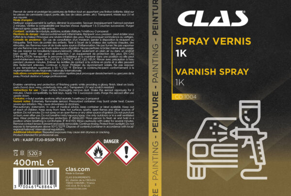 Spray vernis 1K 400mL spécial carrosserie - CO 1004 - CLAS Equipements – Image 2