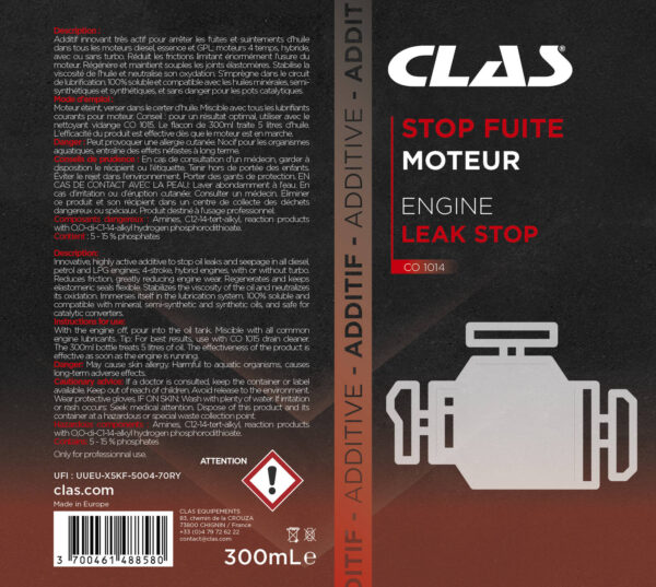 Stop fuite moteur 300ml - CO 1014 - CLAS Equipements – Image 2