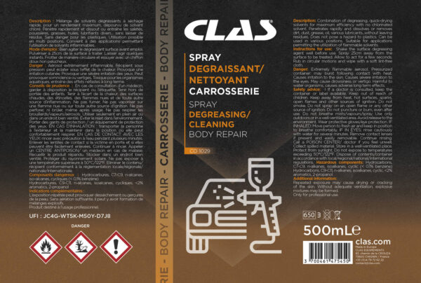 Spray dégraissant/nettoyant carrosserie 500ml - CO 1029 - CLAS Equipements – Image 2