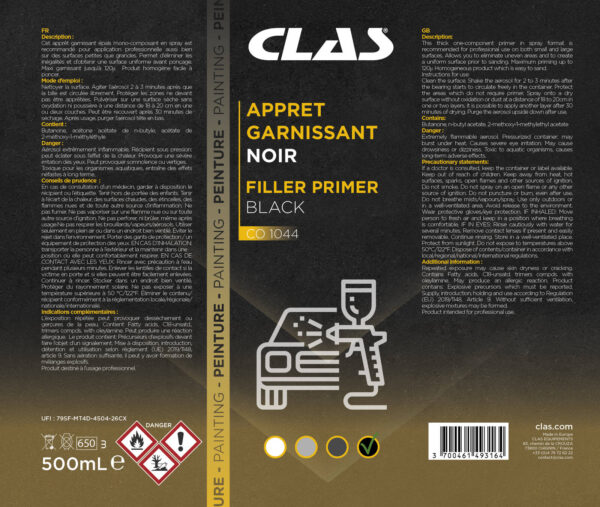 Apprêt garnissant noir 500ml spécial carrosserie - CO 1044 - CLAS Equipements – Image 2