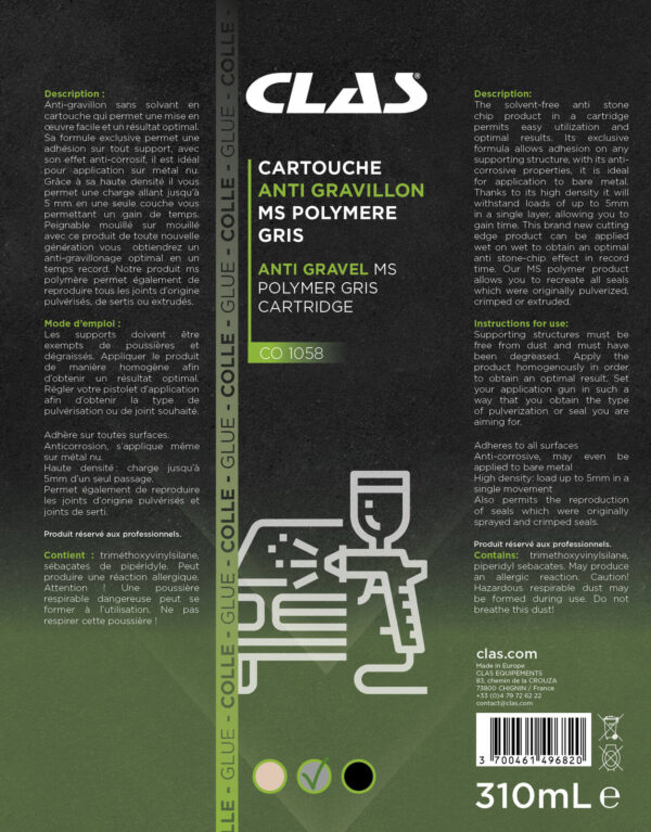 Cartouche anti gravillon MS polymère gris 310ml - CO 1058 - CLAS Equipements – Image 2
