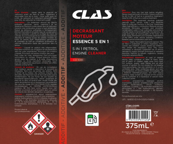 Decrassant moteur essence 5 en 1- CO 1081 - CLAS Equipements – Image 2