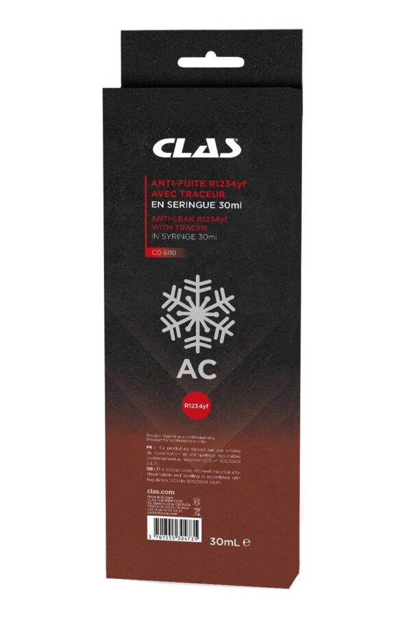 Anti-fuite climatisation R1234yf avec traceur en seringue 30ml - CO 6110 - CLAS Equipements