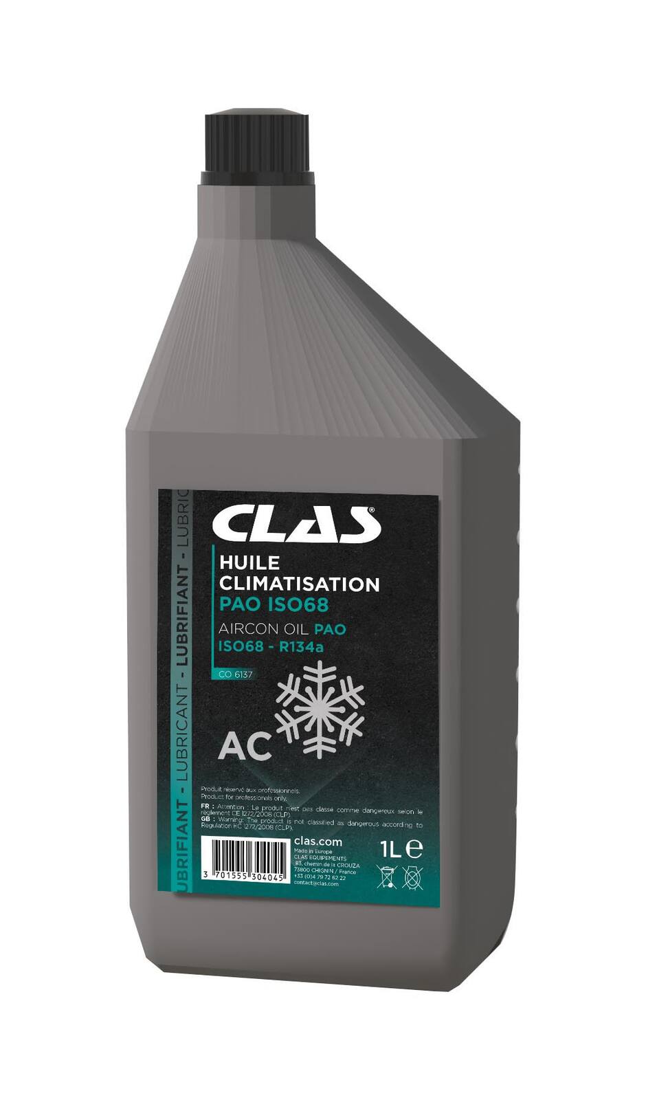 1L d'huile climatisation PAO ISO 68 - CO 6137 - CLAS Equipements