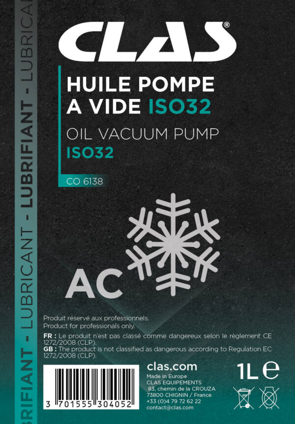 Huile pompe a vide iso32 1l - CO 6138 - CLAS Equipements – Image 2