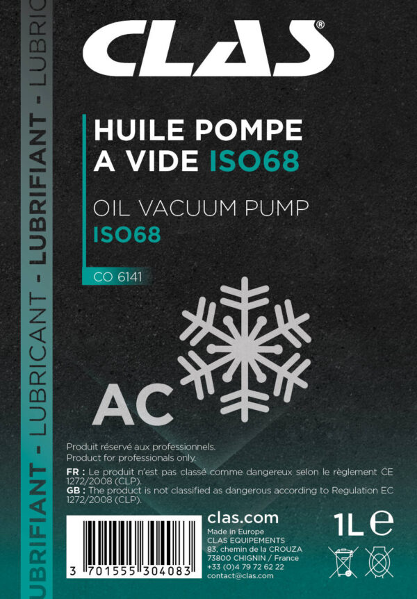 Huile pompe a vide iso68 1l - CO 6141 - CLAS Equipements – Image 2