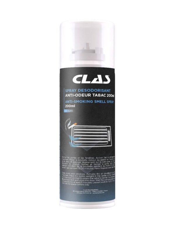Spray percutable désodorisant anti-odeur tabac 200ml - CO 6255 - CLAS Equipements