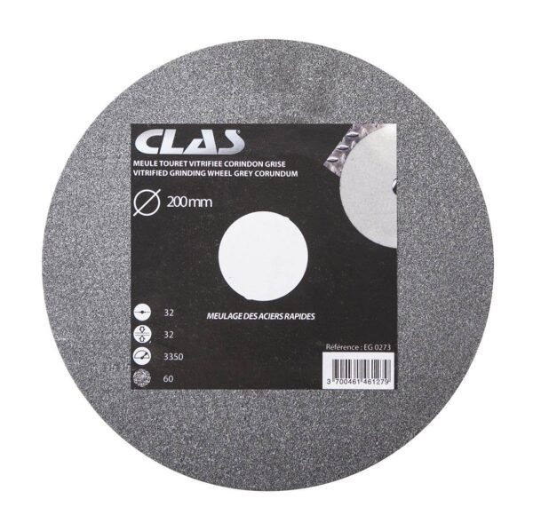 Meule touret vitrifiée corindon grise 200x32x32mm grain 60 - EG 0273 - CLAS Equipements