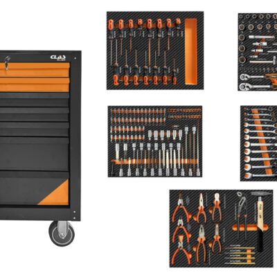 Servante 7 tiroirs + 214 outilsServante 7 tiroirs + 214 outils- EG 1100BL - CLAS Equipements