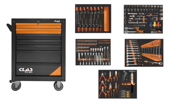 Servante 7 tiroirs + 214 outilsServante 7 tiroirs + 214 outils- EG 1100BL - CLAS Equipements