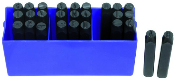 Coffret 27pcs lettres à frapper DIN 8mm de A à Z + & - EG 5032 - CLAS Equipements