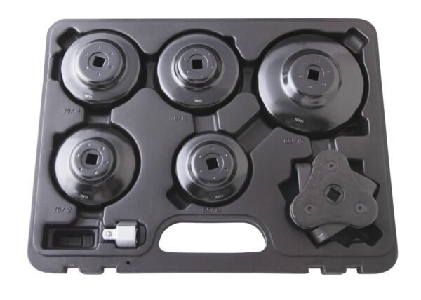 Coffret 6 clés à filtres multimarque + adaptateur 1/2" à 3/8" - HU 1995BL - CLAS Equipements