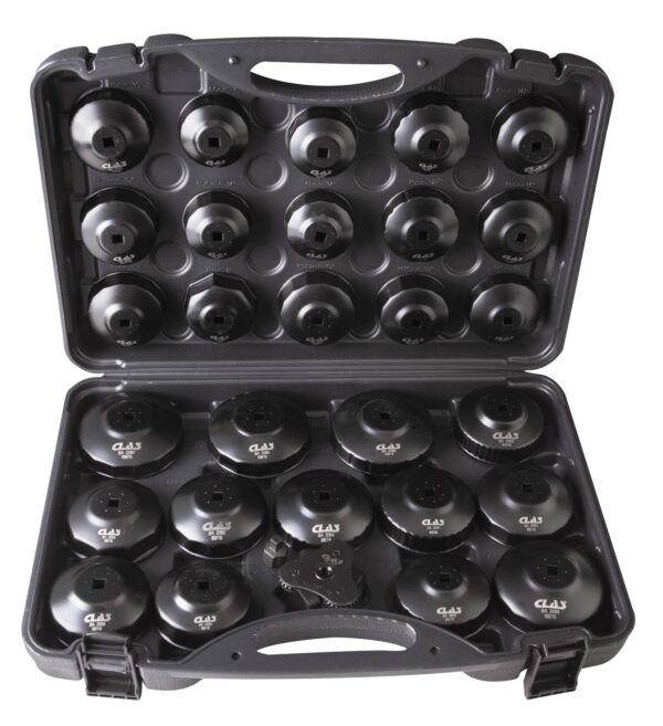 Coffret 30 douilles et clés filtres à huile multimarque + adapateur 1/2" à 3/8" - HU 1999 - CLAS Equipements
