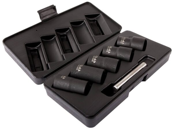 Coffret 5 douilles choc helicoïdales écrous endommages ø17-ø27mm Cr-Mo- OM 0608 - OM 0608 - CLAS Equipements