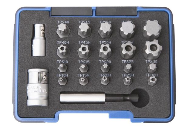 Coffret 23 pcs d'embouts TS plus / Torx plus 1/4" et 3/8" CrV - OM 0645 - CLAS Equipements