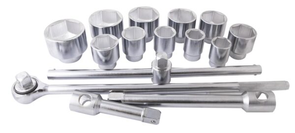 Composition cliquet+douilles 6 pans 1" 36-80mm (15 pcs) - OM 2354BL - CLAS Equipements