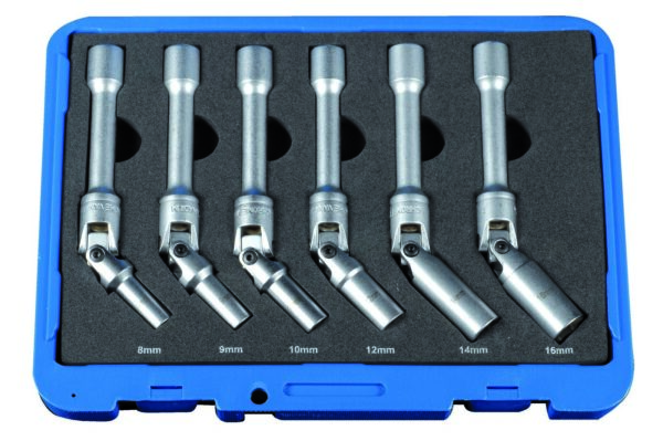 Coffret 6 douilles bougies ø8-9-10-12-14-16mm 3/8" CrV - OM 9213 - CLAS Equipements