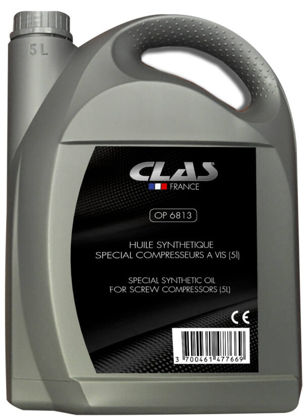 Bidon 5L d'huile synthétique spéciale compresseurs à vis - OP 6813 - CLAS Equipements