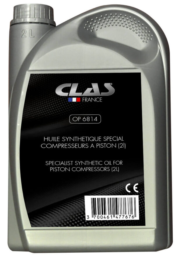 Bidon 2L d'huile synthétique spéciale compresseurs à piston - OP 6814 - CLAS Equipements