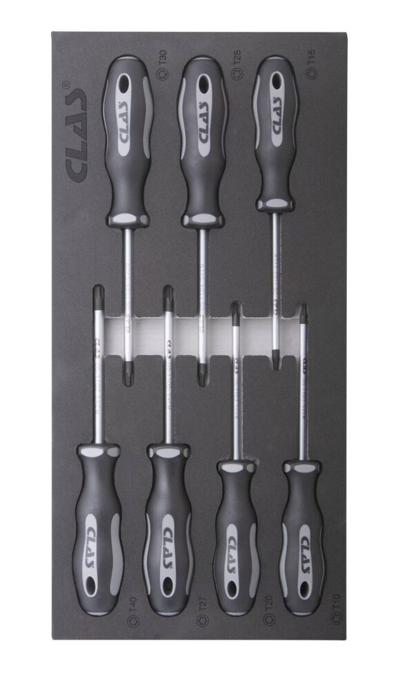 Insert 7 tournevis torx T10-40 SVCM et poignée bi-matière PP+TPV - OS 1100 - CLAS Equipements