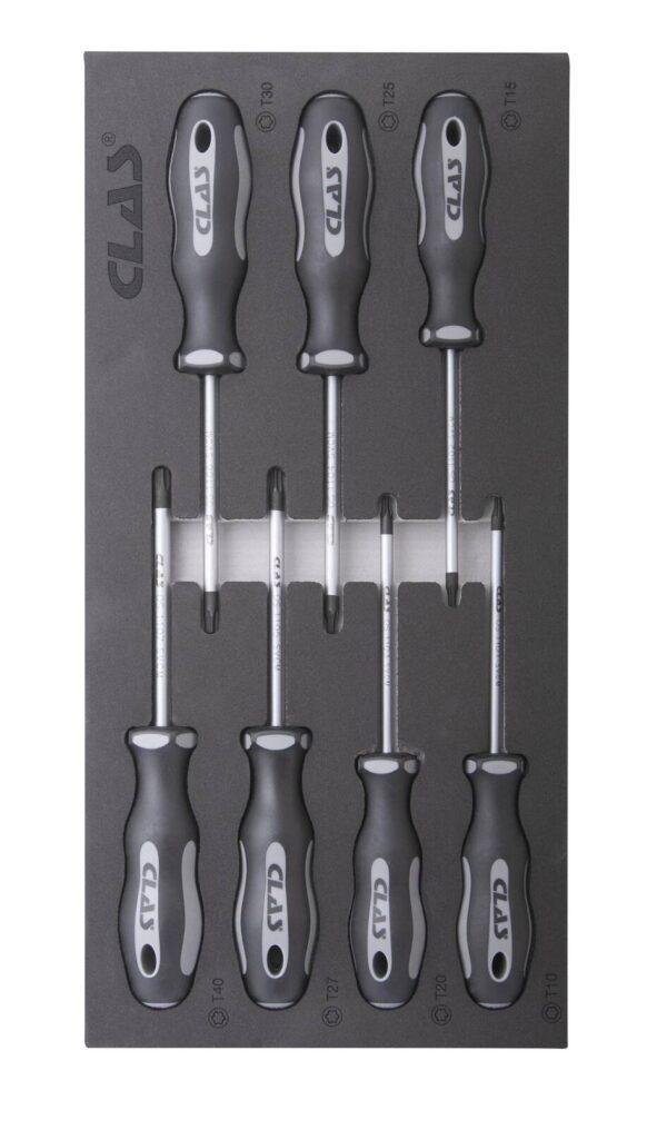Insert 7 tournevis torx T10-40 SVCM et poignée bi-matière PP+TPV - OS 1100 - CLAS Equipements