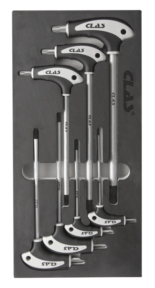 Insert 7 clés en T Torx T10-T40 SVCM et poignée bi-matière PP+TP - OS 2100 - CLAS Equipements