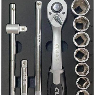 Insert cliquet réversible + douilles + accessoires (23pcs) 1/2" CrV - OS 3000 - CLAS Equipements