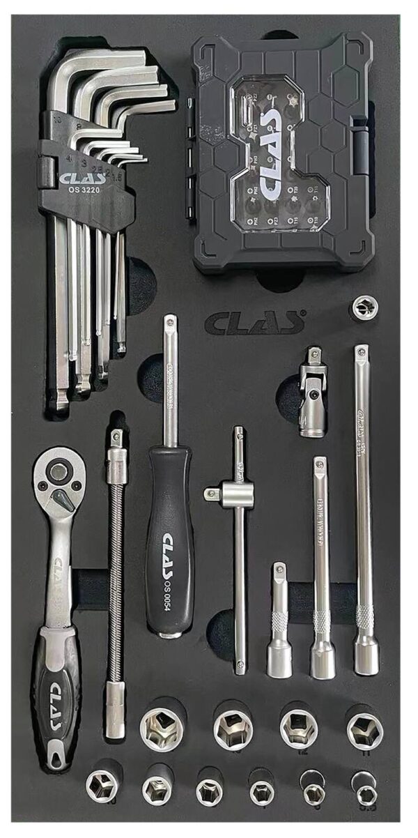 Insert 59 pcs douilles, cliquet et accessoires de serrage 1/4" CrV - OS 3200 - CLAS Equipements