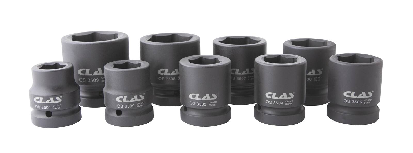 Coffret 9 douilles choc 6 pans 24-50mm 1" Cr-Mo - OS 3500 - CLAS Equipements – Image 2