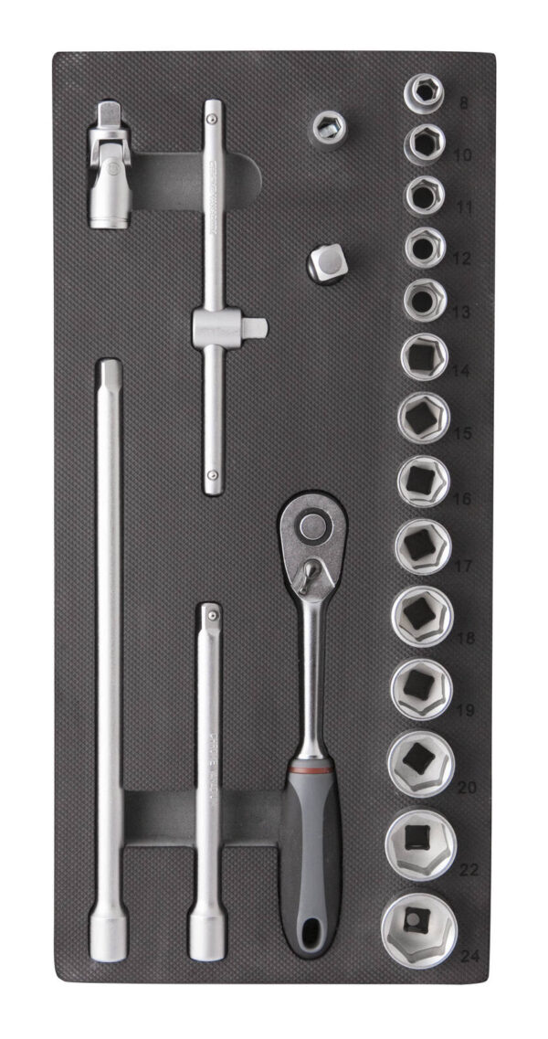 Insert 21 pcs cliquet et douilles 3/8" CrV - OS 3600 - CLAS Equipements