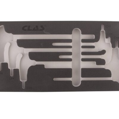 Mousse vide d'insert clés en t hexagonal (7 pcs) de format 1/3 de tiroir servante d'atelier - SA 0829 - CLAS Equipements