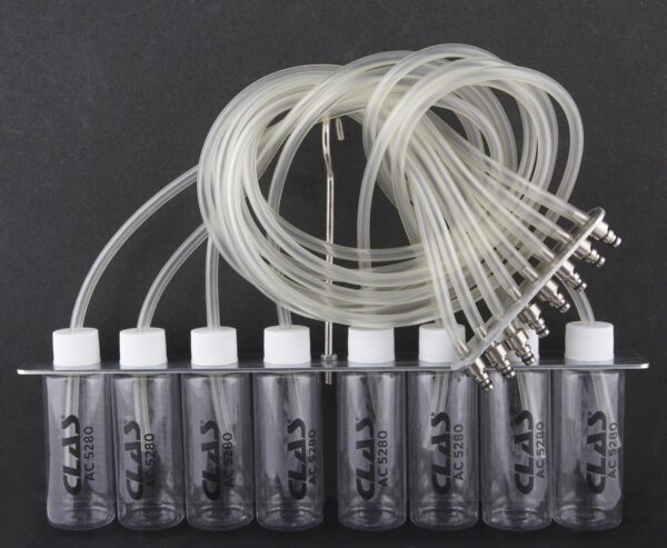 Lot de 8 fioles + support + tuyaux pour coffret retour d'injecteurs AC 5280 - SA 5281 - CLAS Equipements