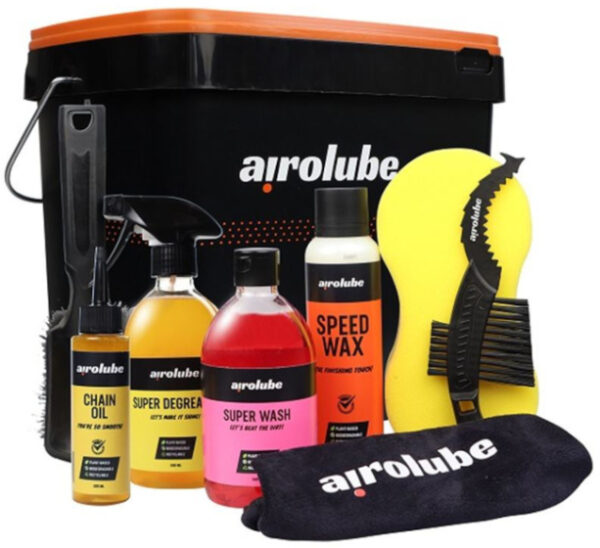 Huile & Lubrifiant Kit de nettoyage avec huile de chaîne et seau pour vélo 8 pièces - Airolube
