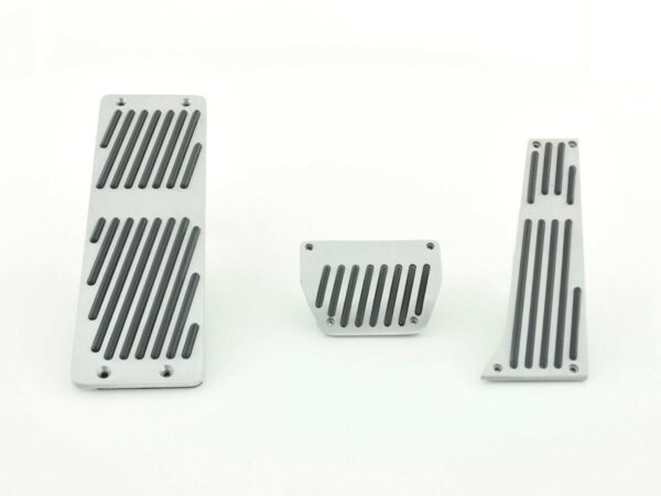 Pédales en aluminium FK Set de pédales 3 pièces BMW 3, 5, 7, X3, X5, Z3 Couvre-pédale de transmission automatique Pédales de voiture, design rayé -