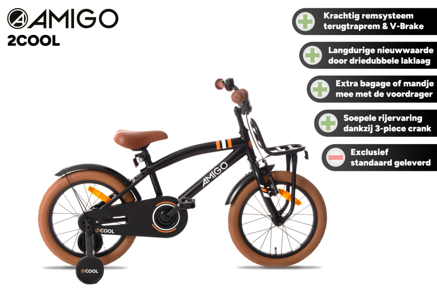 Children bikes 2Cool 12 Pouces 21 cm Garçon Frein à rétropédalage Noir - AMIGO – Image 2