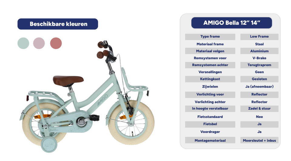 Children bikes Bella 12 Pouces 21 cm Fille Frein à rétropédalage Vert - AMIGO – Image 3