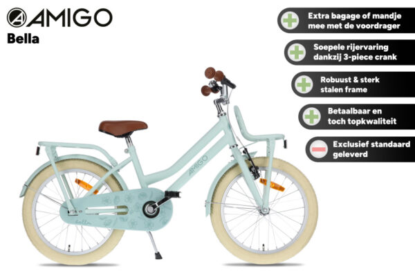 Children bikes Bella 16 Pouces 26 cm Fille Frein à rétropédalage Vert - AMIGO – Image 2