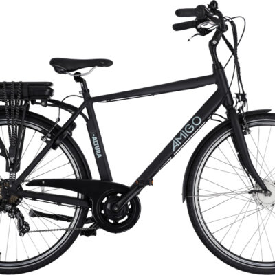 Vélos de ville électriques E-Altura D1 28 Pouces 53 cm Homme 7SP V-Brake Noir mat - AMIGO