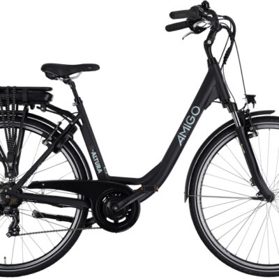 Vélos de ville électriques E-Altura D2 28 Pouces 49 cm Femme 7SP V-Brake Noir mat - AMIGO