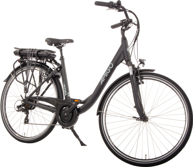 Vélos de ville électriques E-Altura D2 28 Pouces 49 cm Femme 7SP V-Brake Noir mat - AMIGO – Image 11