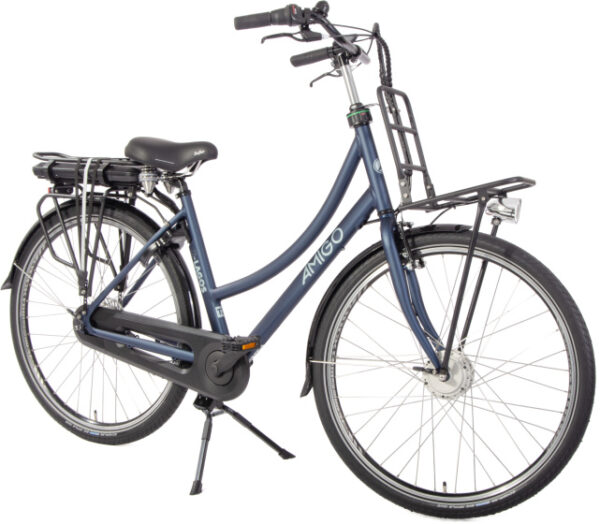 Vélos transporteurs électriques E-Lagos T3 28 Pouces 50 cm Femme 7SP Rollerbrakes Bleu mat - AMIGO – Image 4