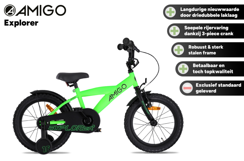 Children bikes Explorer 12 Pouces 20 cm Garçon Frein à rétropédalage Vert/Noir - AMIGO – Image 9