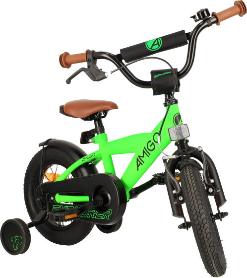 Children bikes Explorer 12 Pouces 20 cm Garçon Frein à rétropédalage Vert/Noir - AMIGO – Image 4