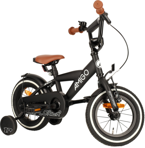 Children bikes Explorer 12 Pouces 20 cm Garçon Frein à rétropédalage Noir/Blanc - AMIGO – Image 12
