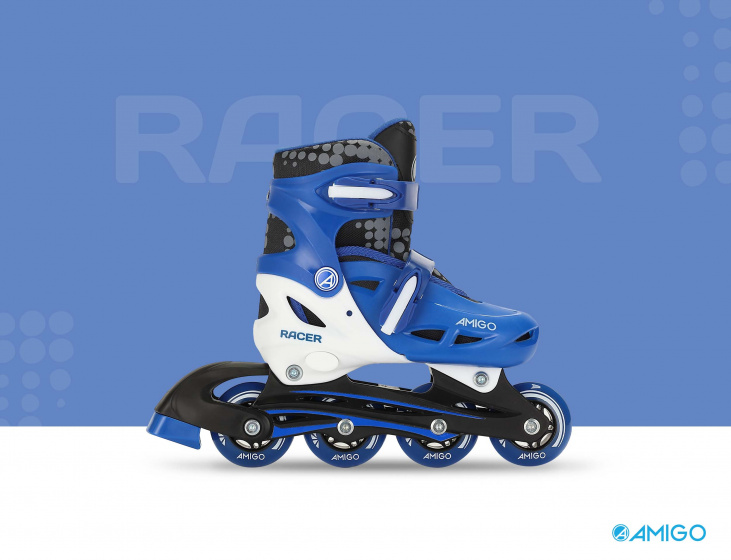 Patins à roulettes en ligne inlineskates Racer junior polypropylène bleu mt 34/37 - AMIGO – Image 5